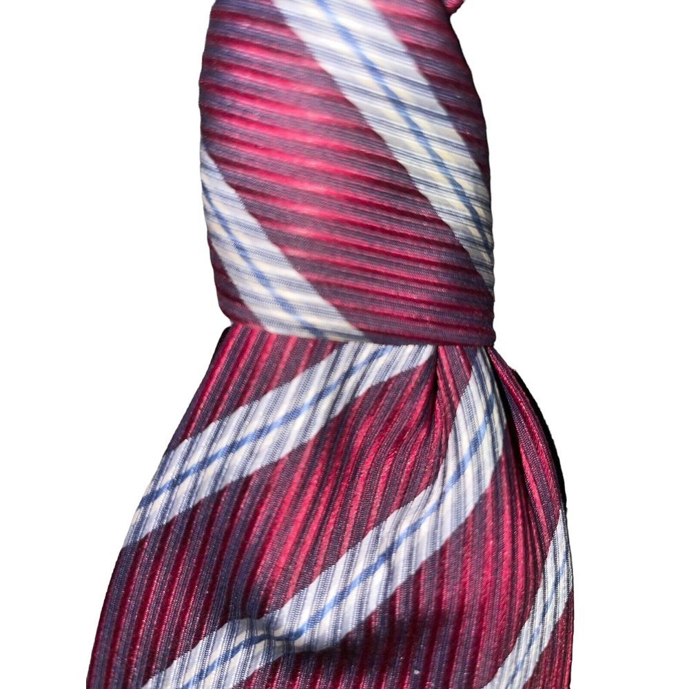 bruno piattelli silk tie Red Gray Diagonal‎ Stripes 58" X 3.75"